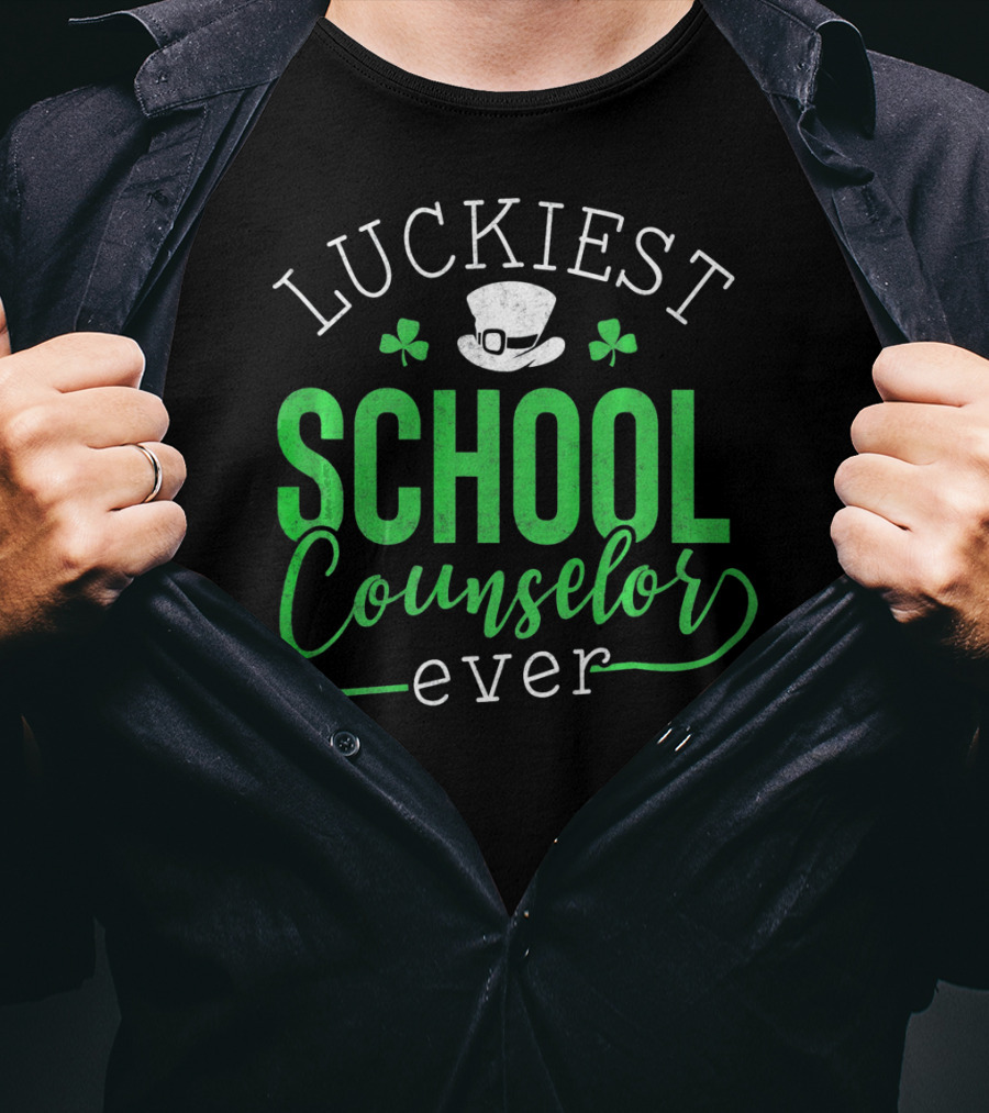 Luckiest School Counselor Ever St Patricks Hat Shamrock T-Shirt