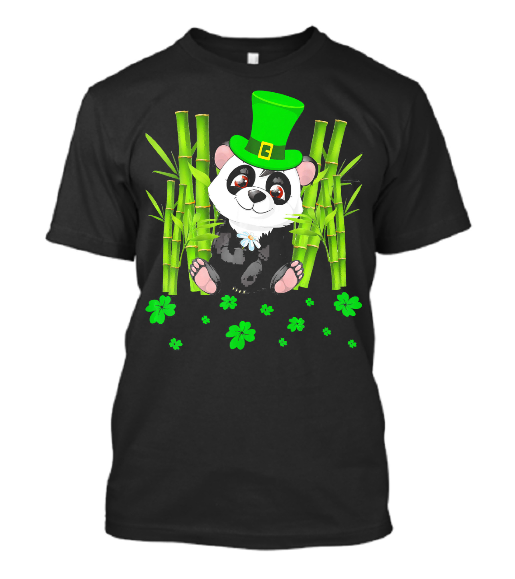 Leprechaun Panda Bamboo St Patricks Day Shamrock T-Shirt
