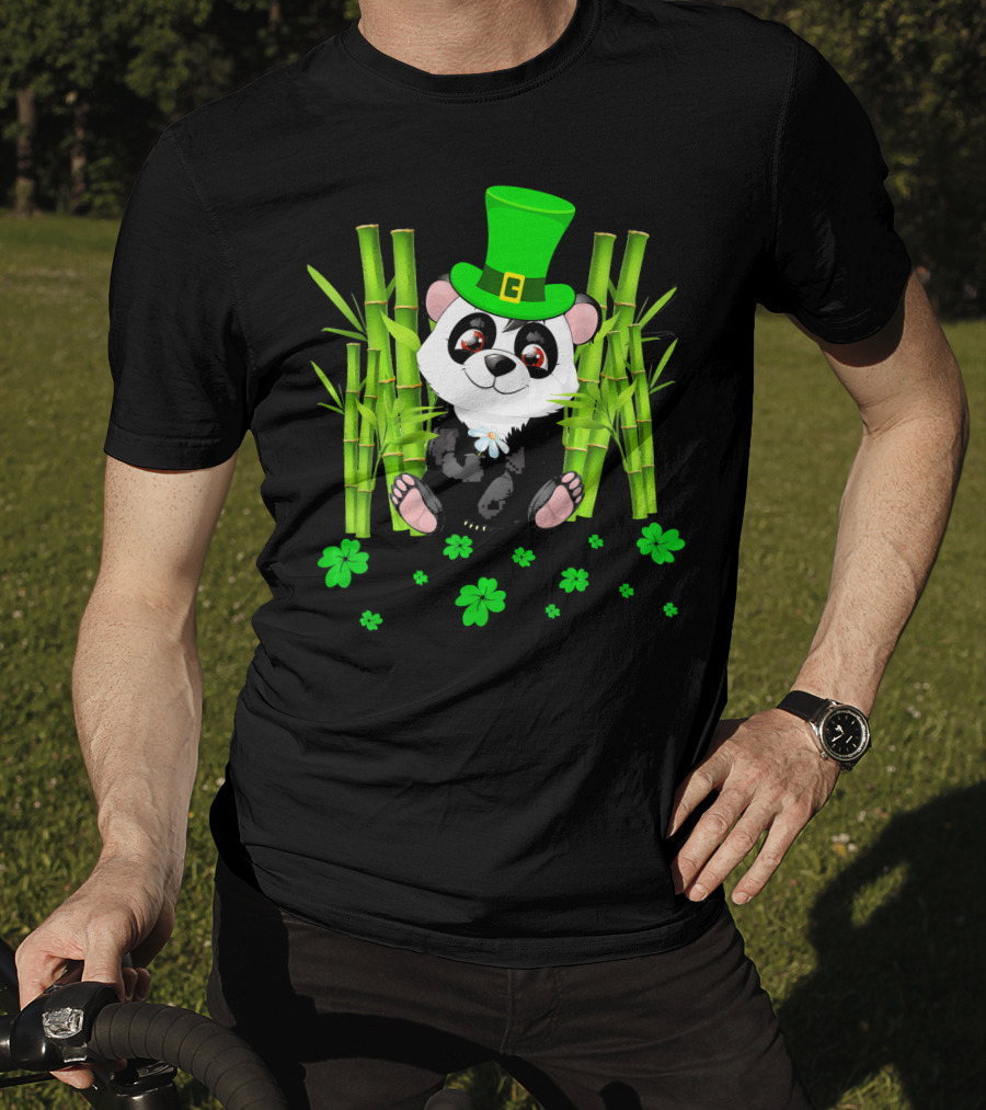 Leprechaun Panda Bamboo St Patricks Day Shamrock T-Shirt