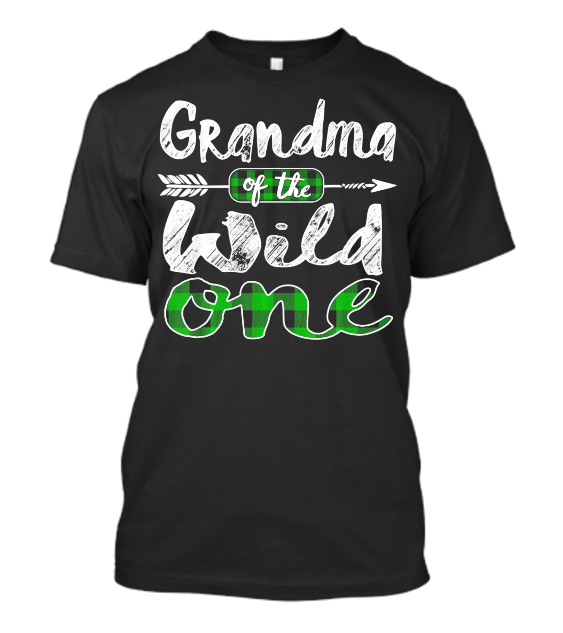 Grandma Of The Wild One Irish Green Plaid Arrow T-Shirt