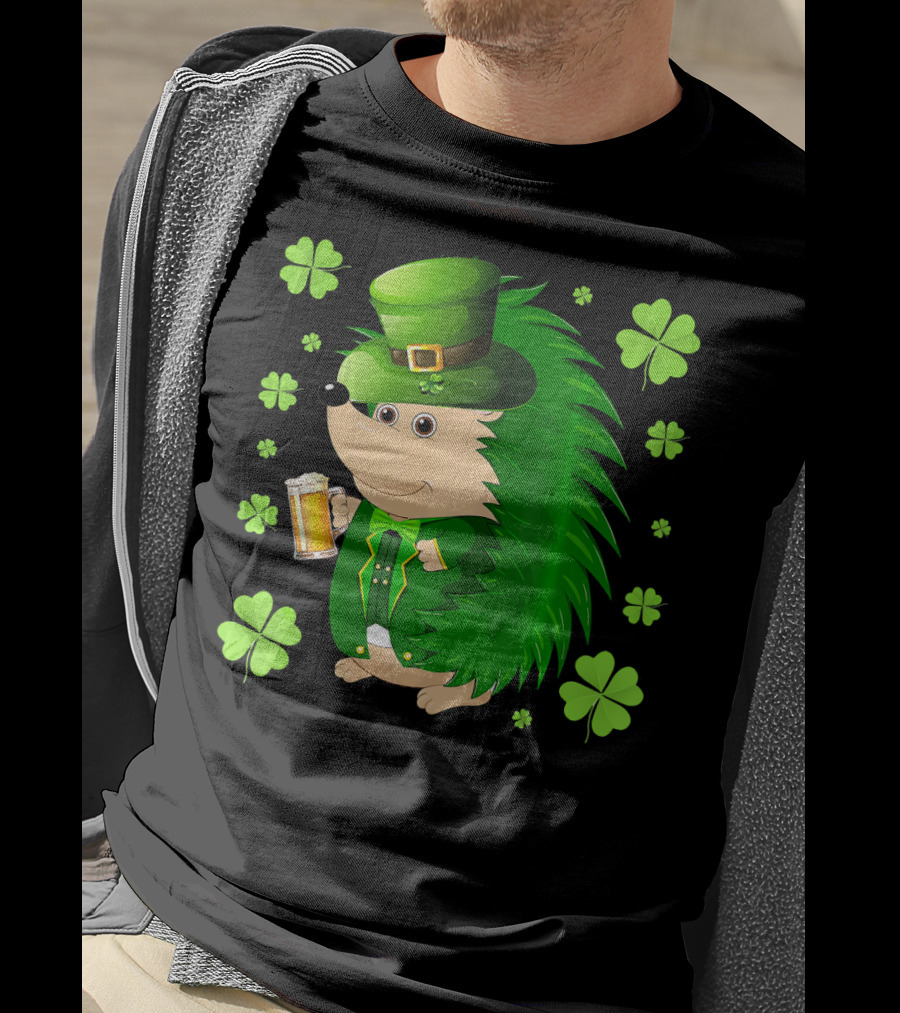 Funny Hedgichaun Leprechaun Clover Beer St. Patrick's Day T-Shirt