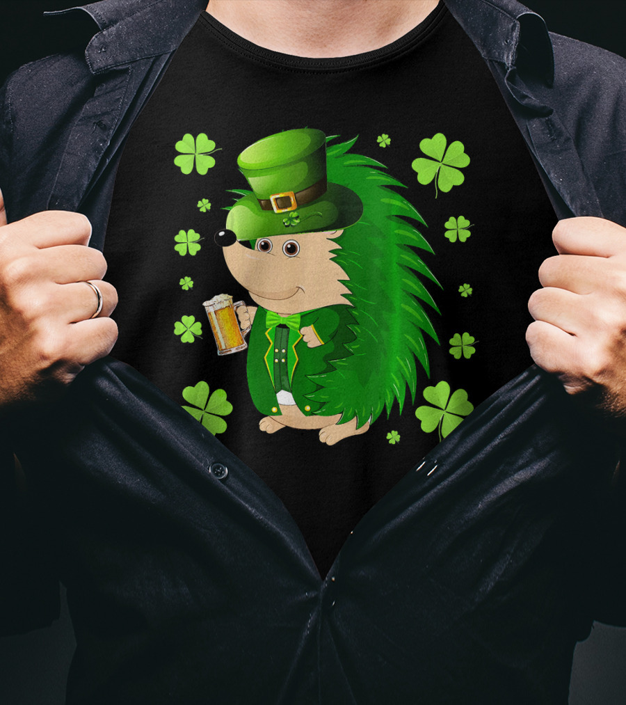 Funny Hedgichaun Leprechaun Clover Beer St. Patrick's Day T-Shirt