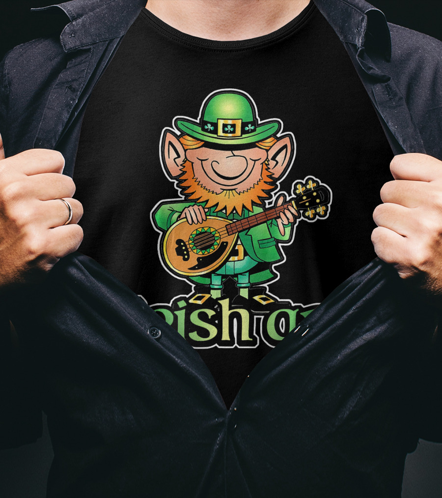 Funny Leprechaun With Guitar Irish AF St Patricks T-Shirt