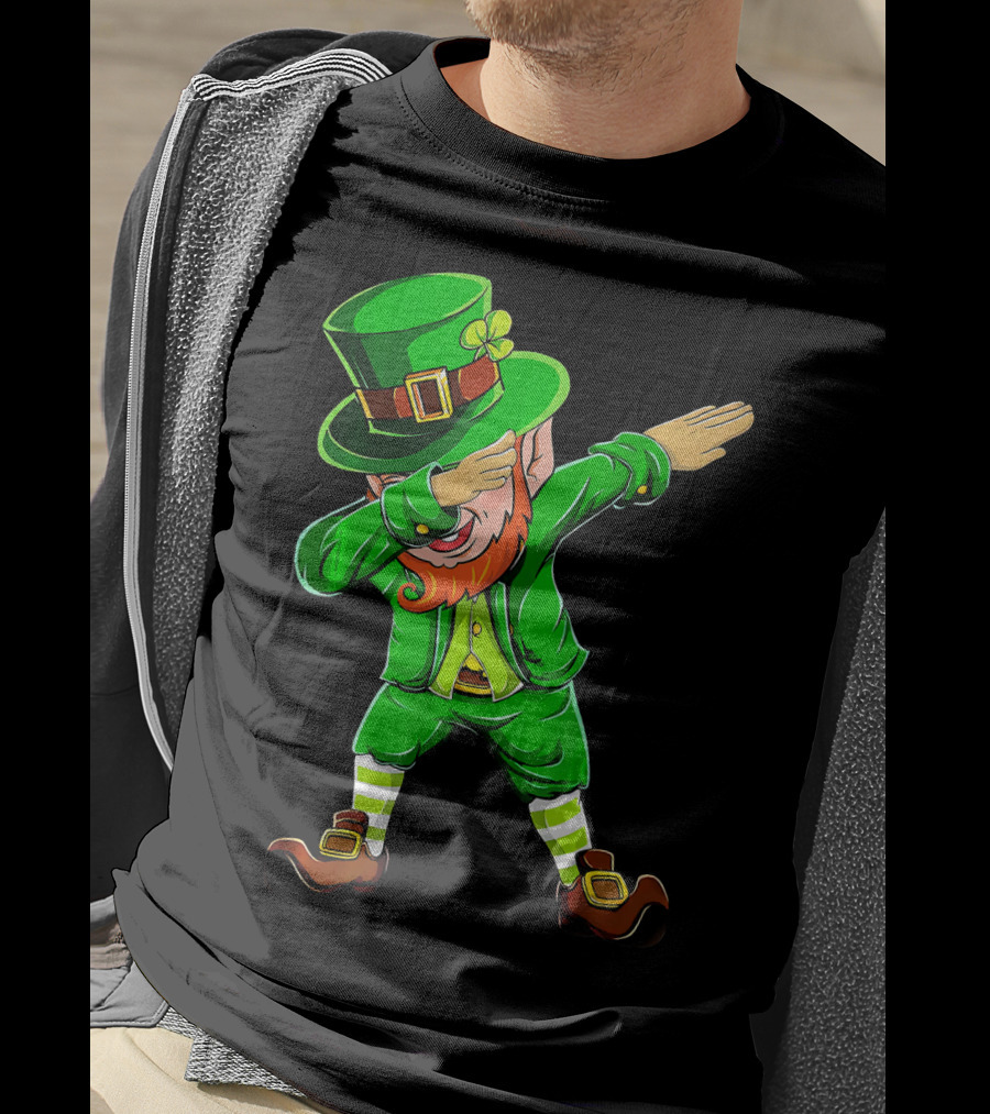 Dabbing Leprechaun Funny St Patrick Day Green Costume Irish Dance T-Shirt