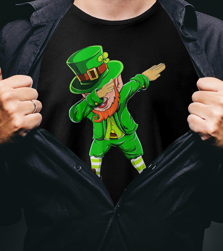 Dabbing Leprechaun Funny St Patrick Day Green Costume Irish Dance T-Shirt