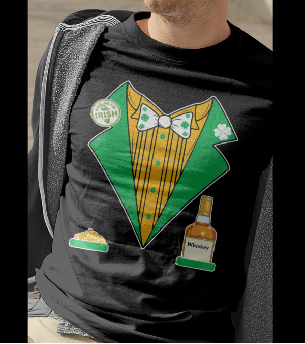 Kiss Me I'm Irish St. Patrick's Day Tux With Whiskey And Gold Coins T-Shirt