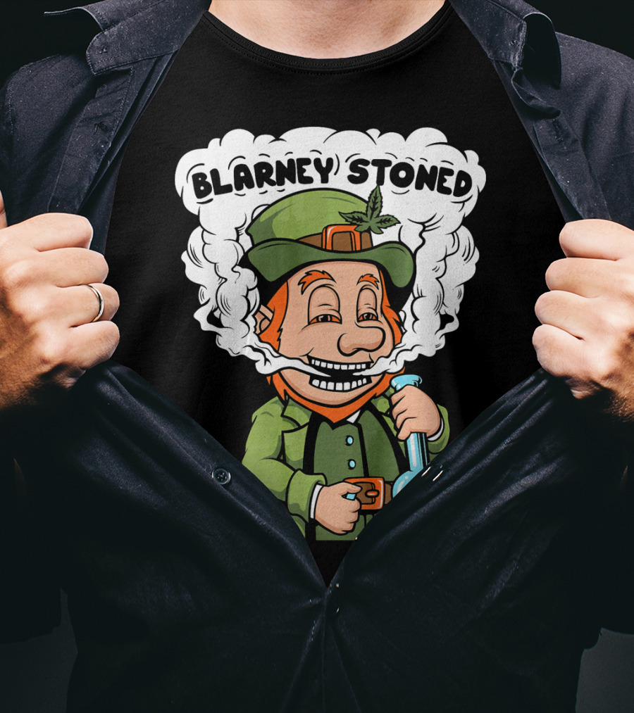 Blarney Stoned Funny Leprechaun Marijuana T-Shirt