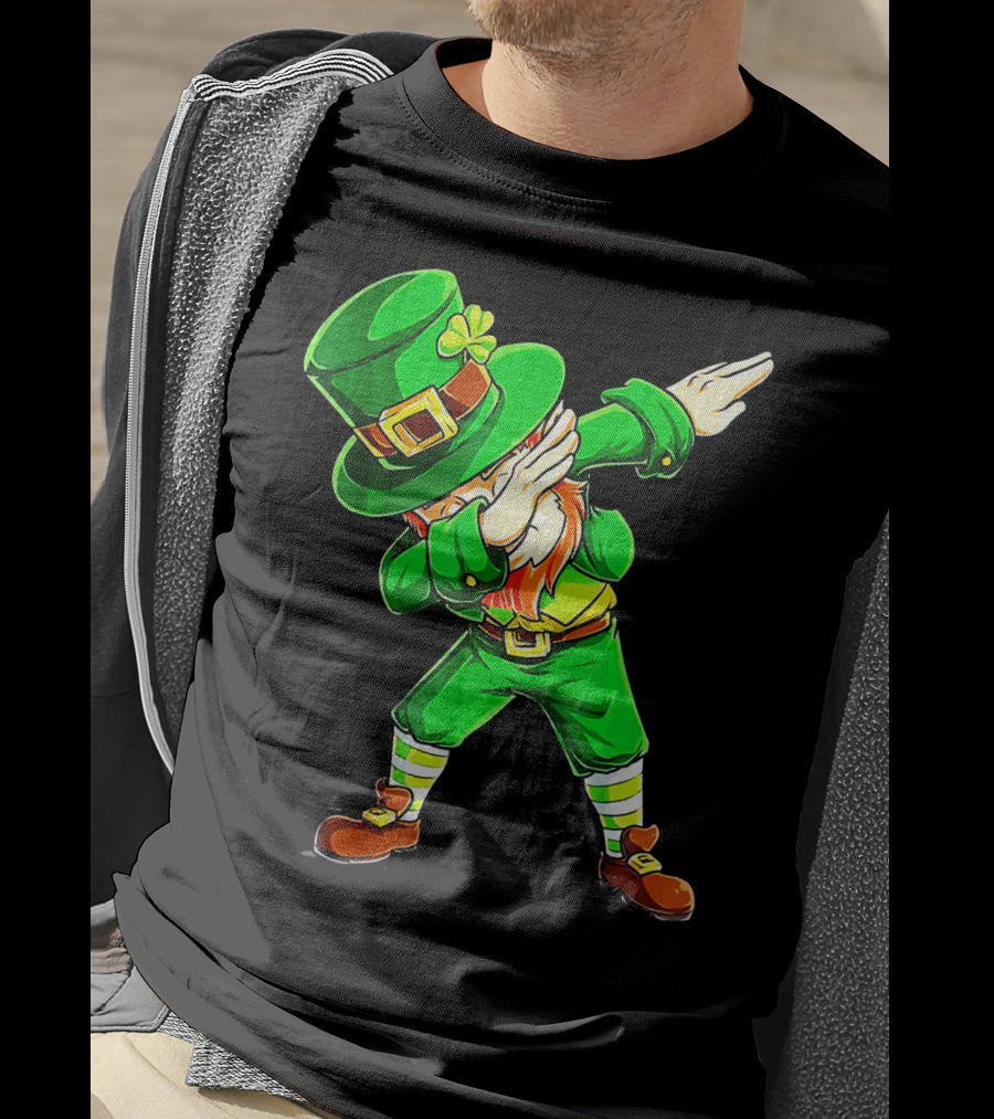 Leprechaun Dabbing Dance Pose In Green Costume T-Shirt