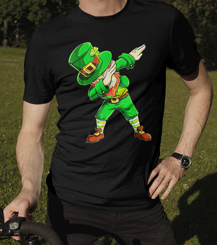 Leprechaun Dabbing Dance Pose In Green Costume T-Shirt