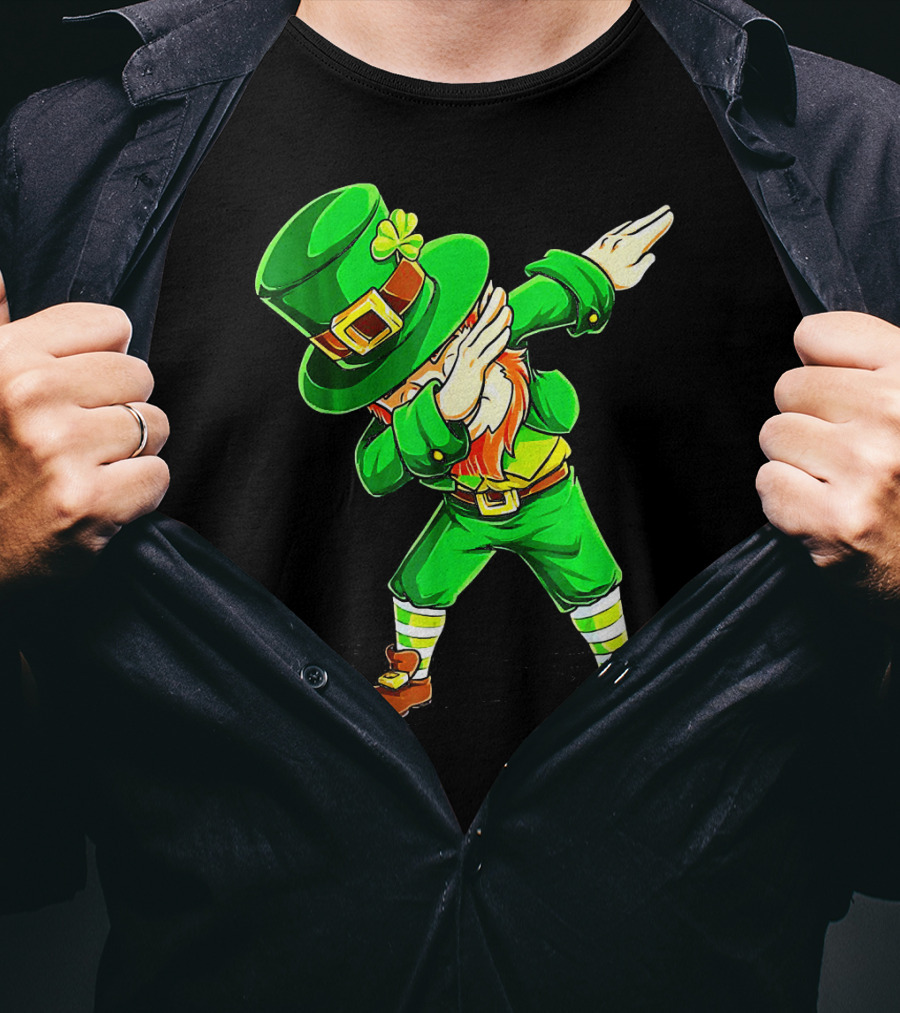 Leprechaun Dabbing Dance Pose In Green Costume T-Shirt