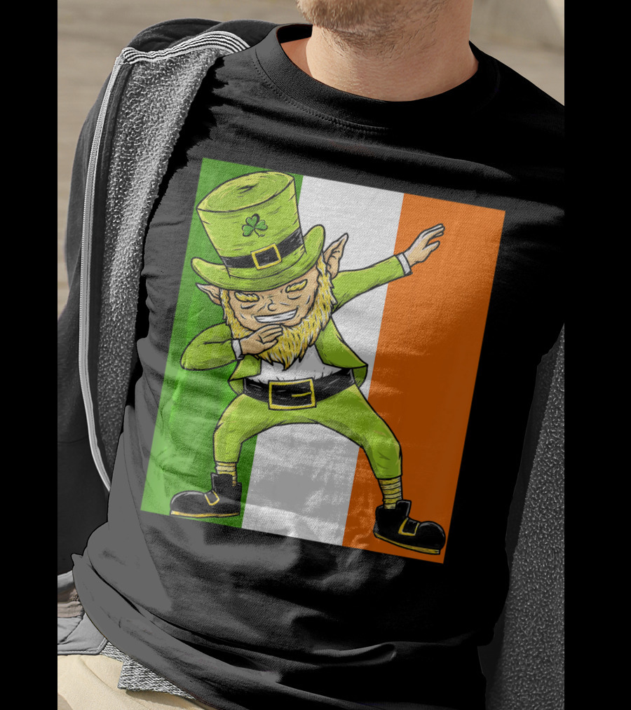 Irish Flag Dabbing Leprechaun St Patrick's Day T-Shirt
