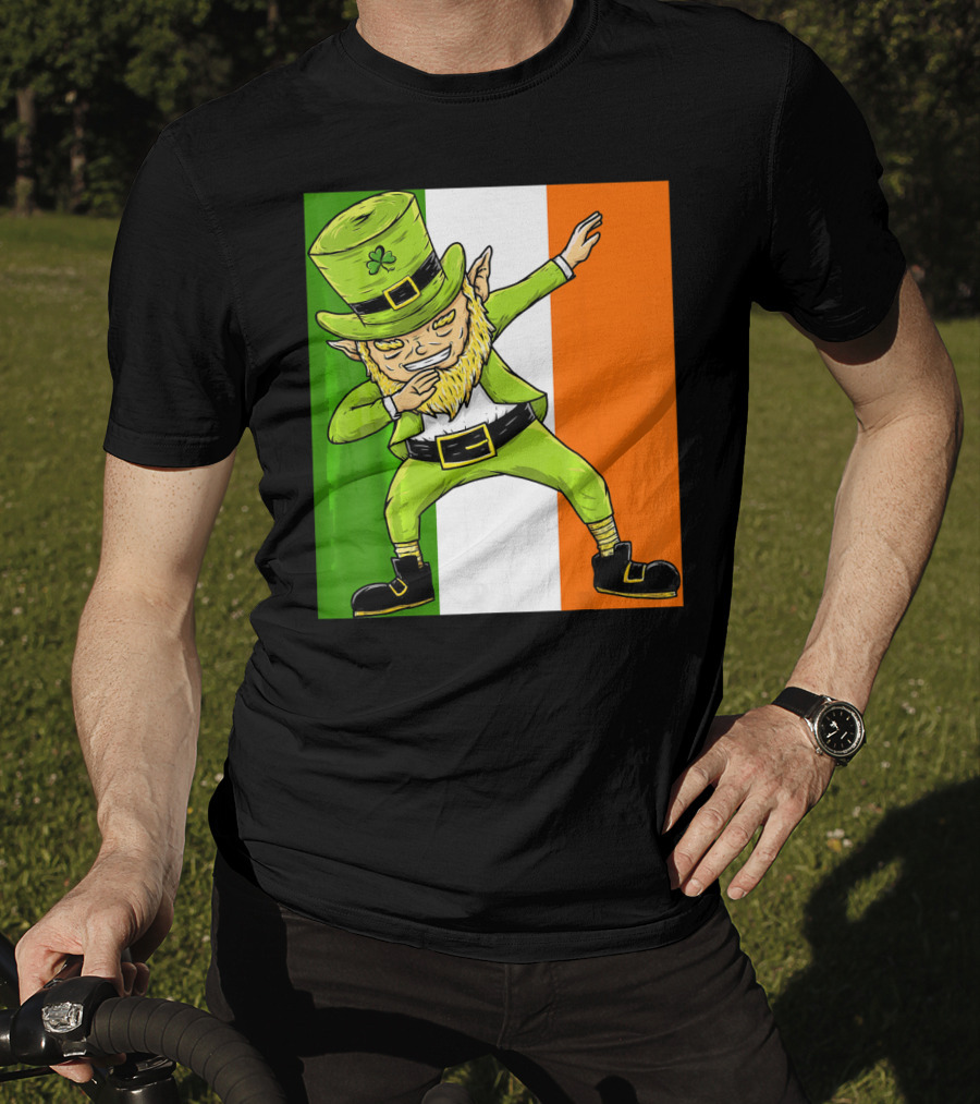 Irish Flag Dabbing Leprechaun St Patrick's Day T-Shirt