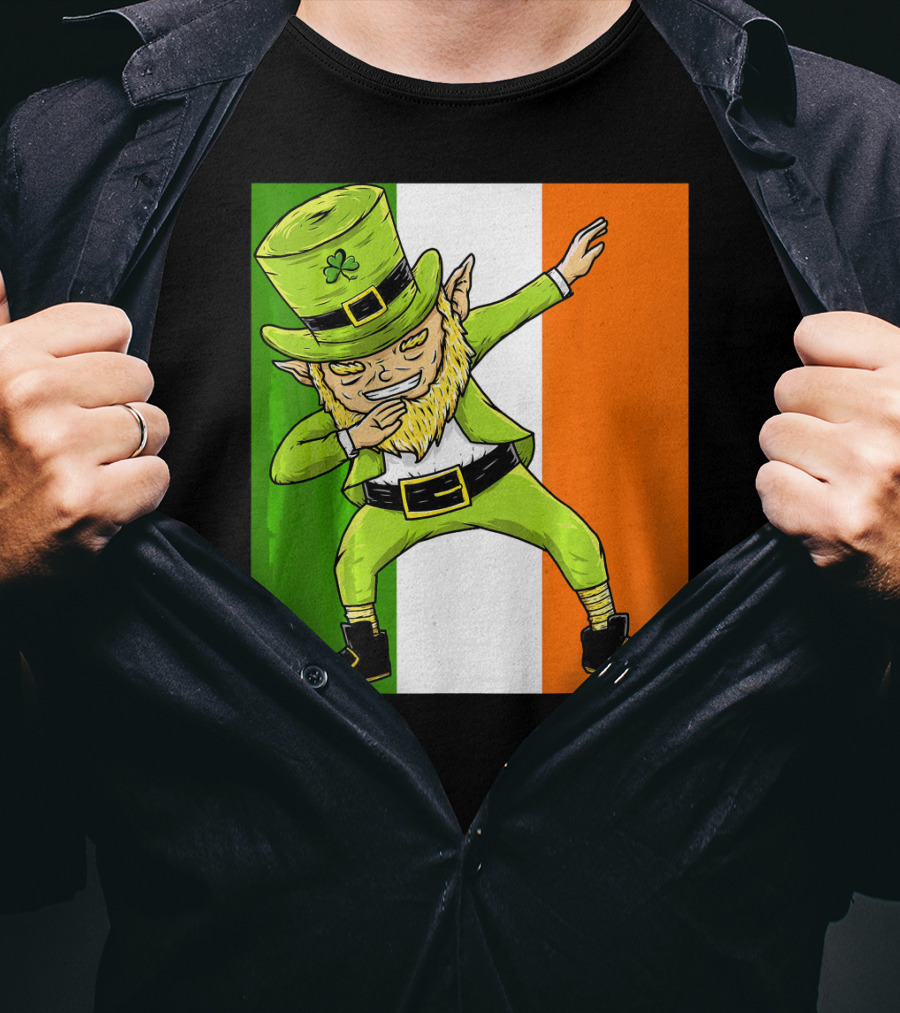 Irish Flag Dabbing Leprechaun St Patrick's Day T-Shirt
