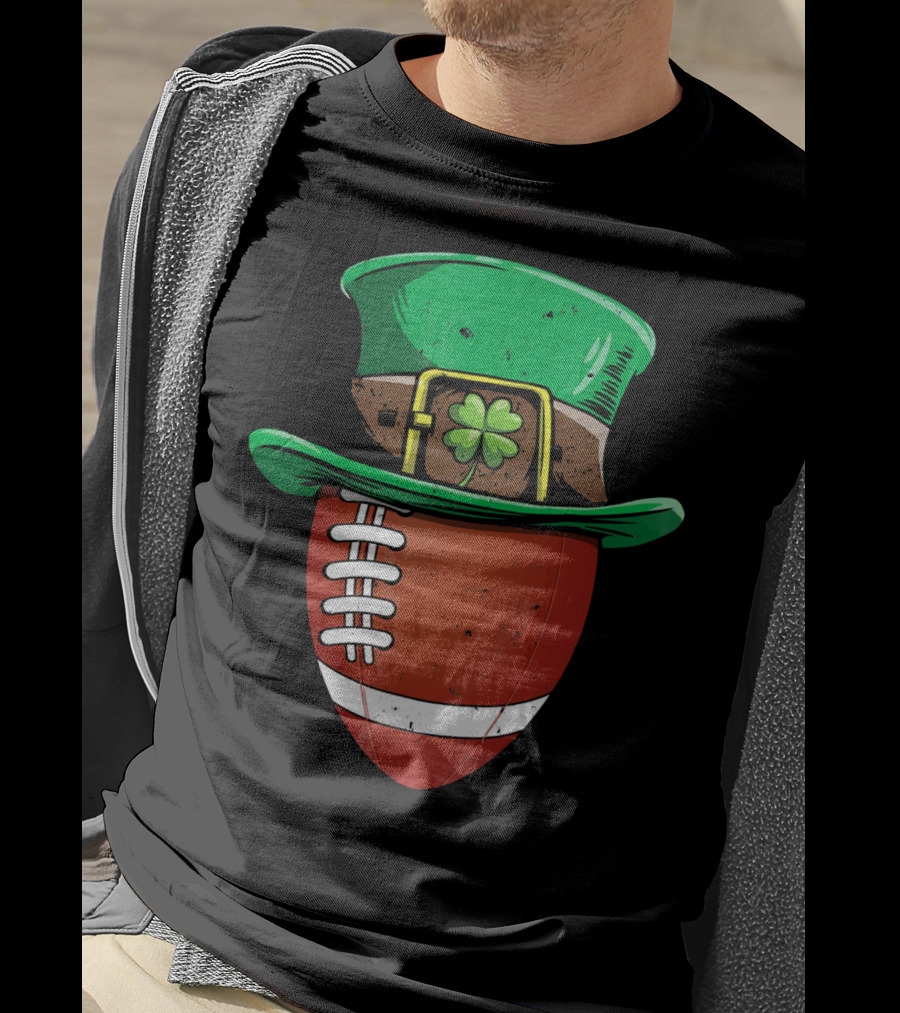 Leprechaun Hat Shamrock American Football Ball T-Shirt