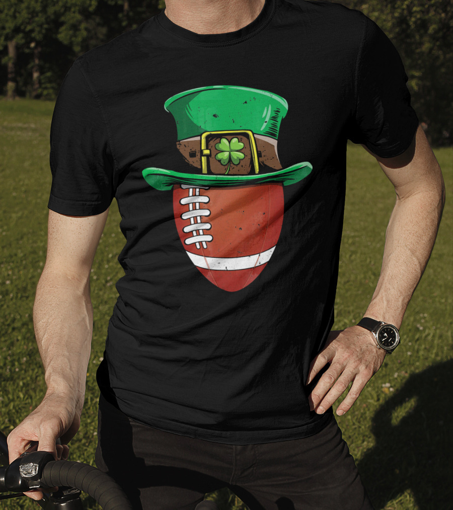 Leprechaun Hat Shamrock American Football Ball T-Shirt