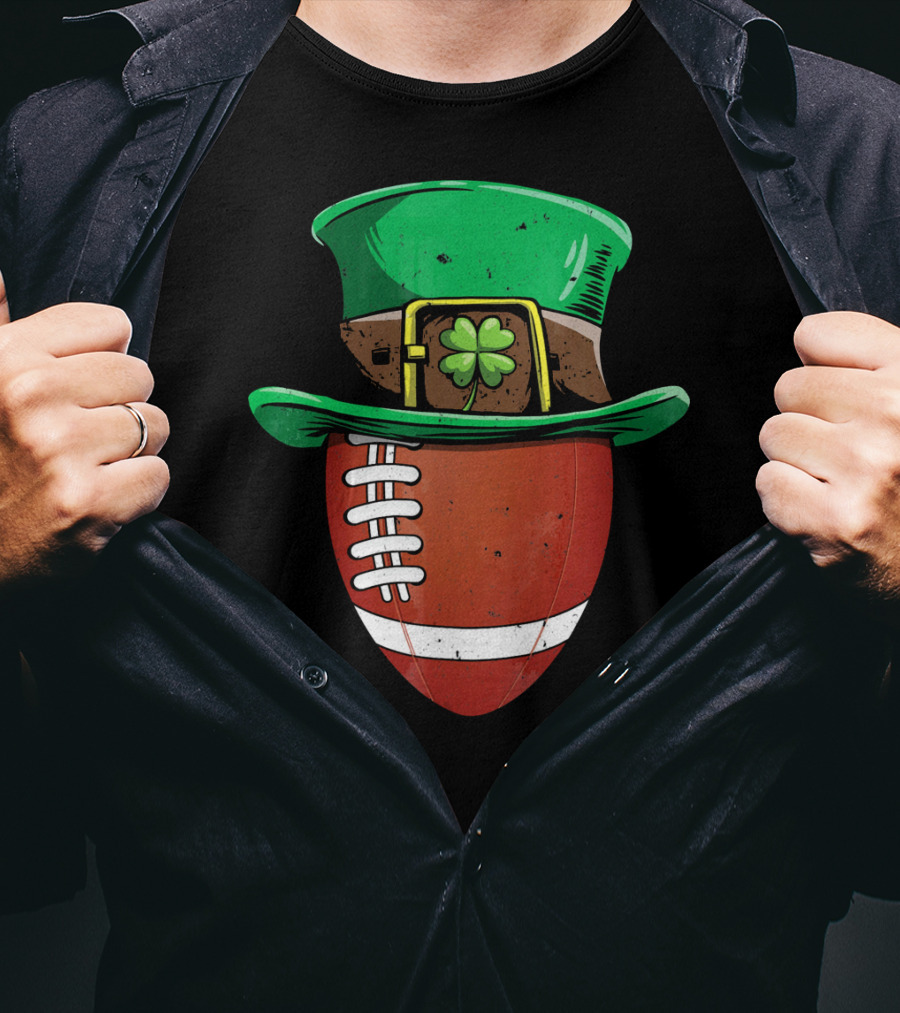 Leprechaun Hat Shamrock American Football Ball T-Shirt