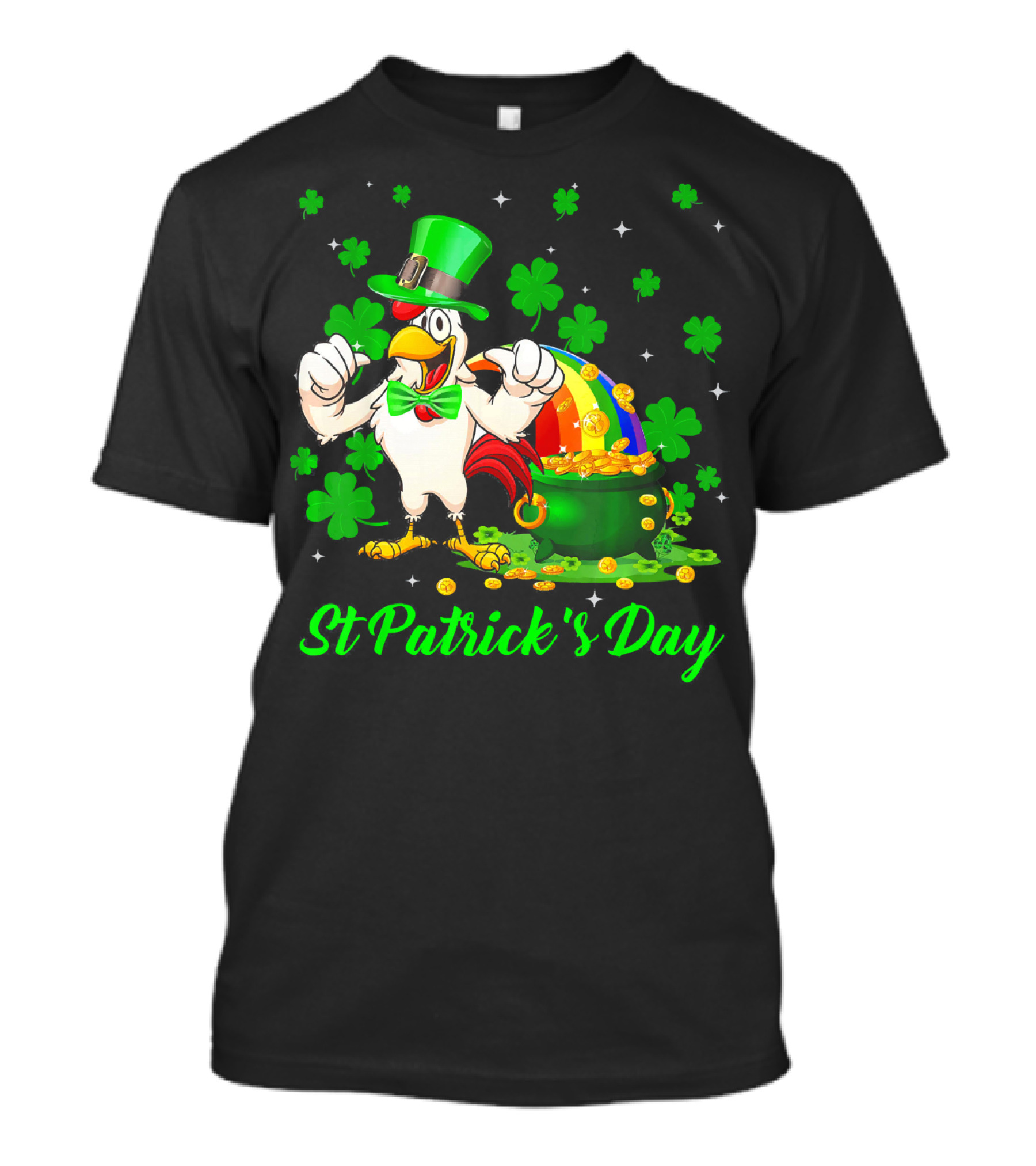 St Patrick's Day Leprechaun Chicken Shamrock Pot Of Gold T-Shirt