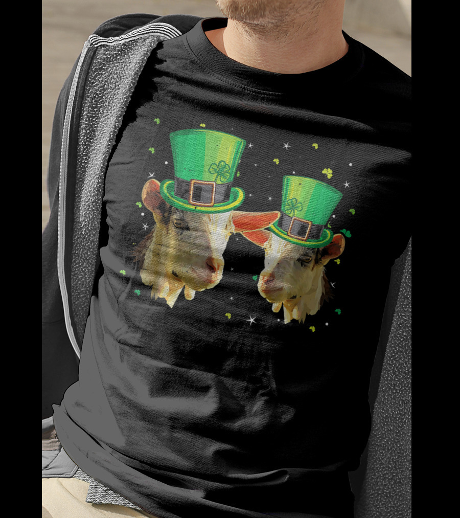 Two Goats In Leprechaun Hats For St Patricks T-Shirt