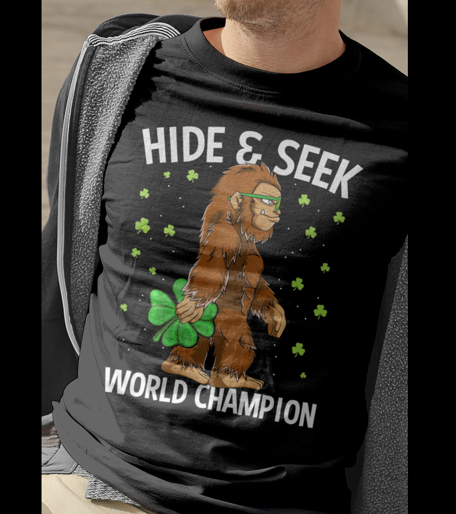 Hide And Seek World Champion Bigfoot Shamrock St Patrick's Day T-Shirt