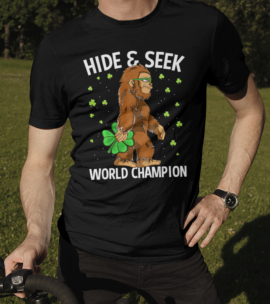 Hide And Seek World Champion Bigfoot Shamrock St Patrick's Day T-Shirt