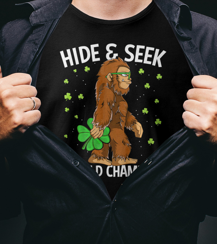 Hide And Seek World Champion Bigfoot Shamrock St Patrick's Day T-Shirt