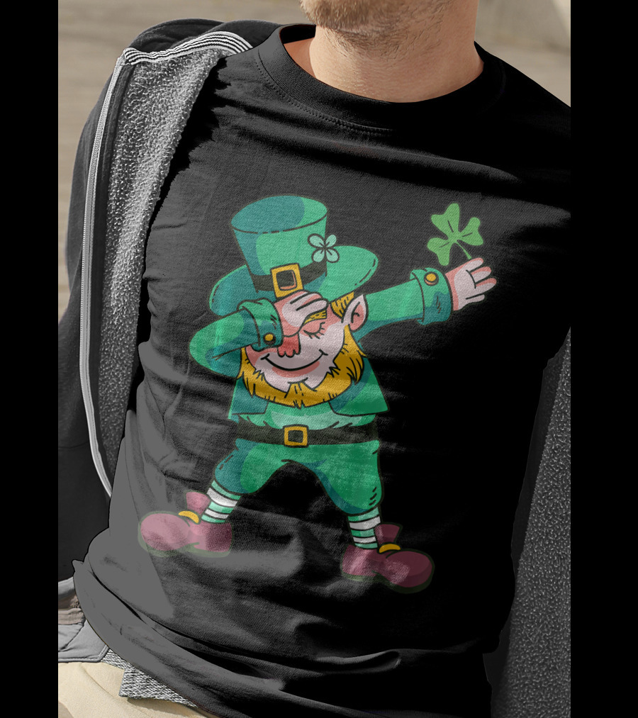 Dabbing Leprechaun Irish Shamrock T-Shirt