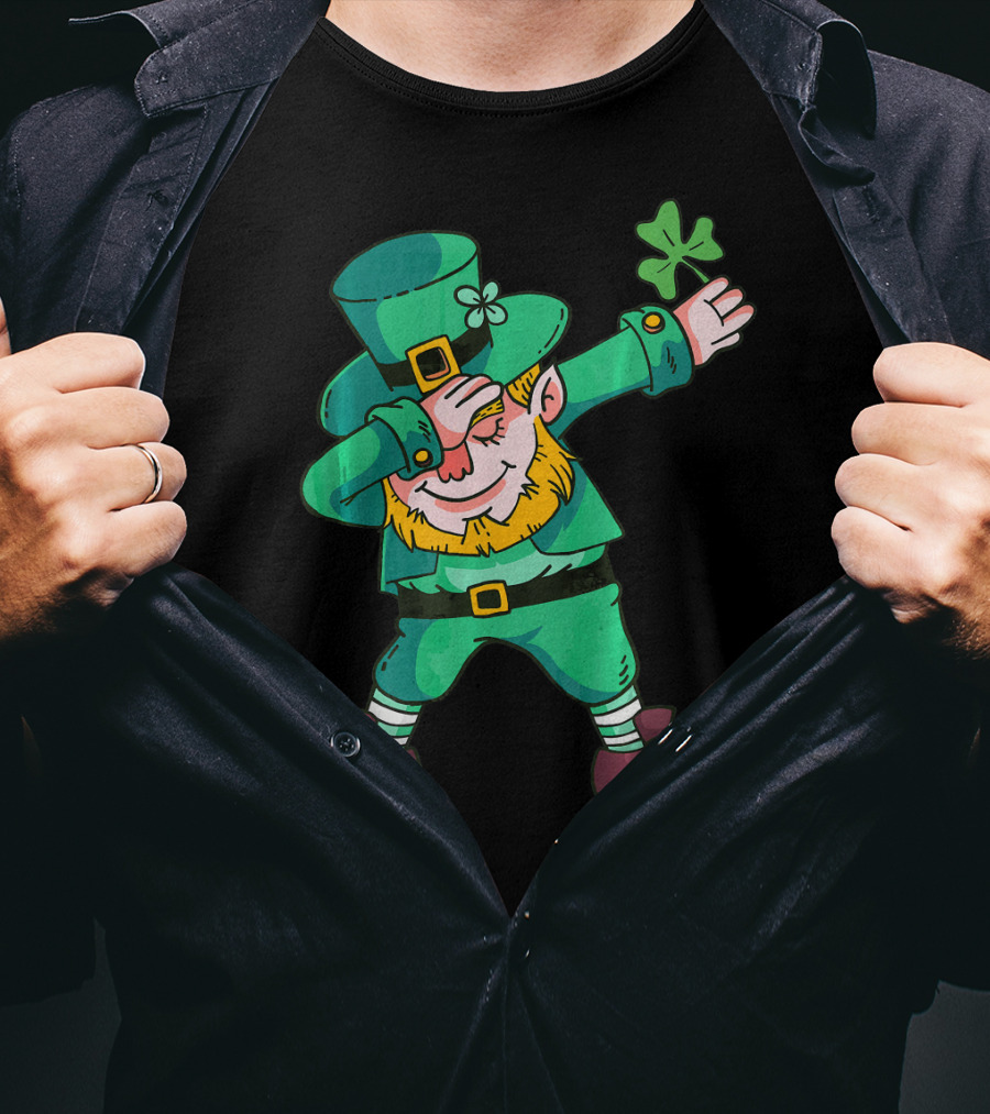 Dabbing Leprechaun Irish Shamrock T-Shirt