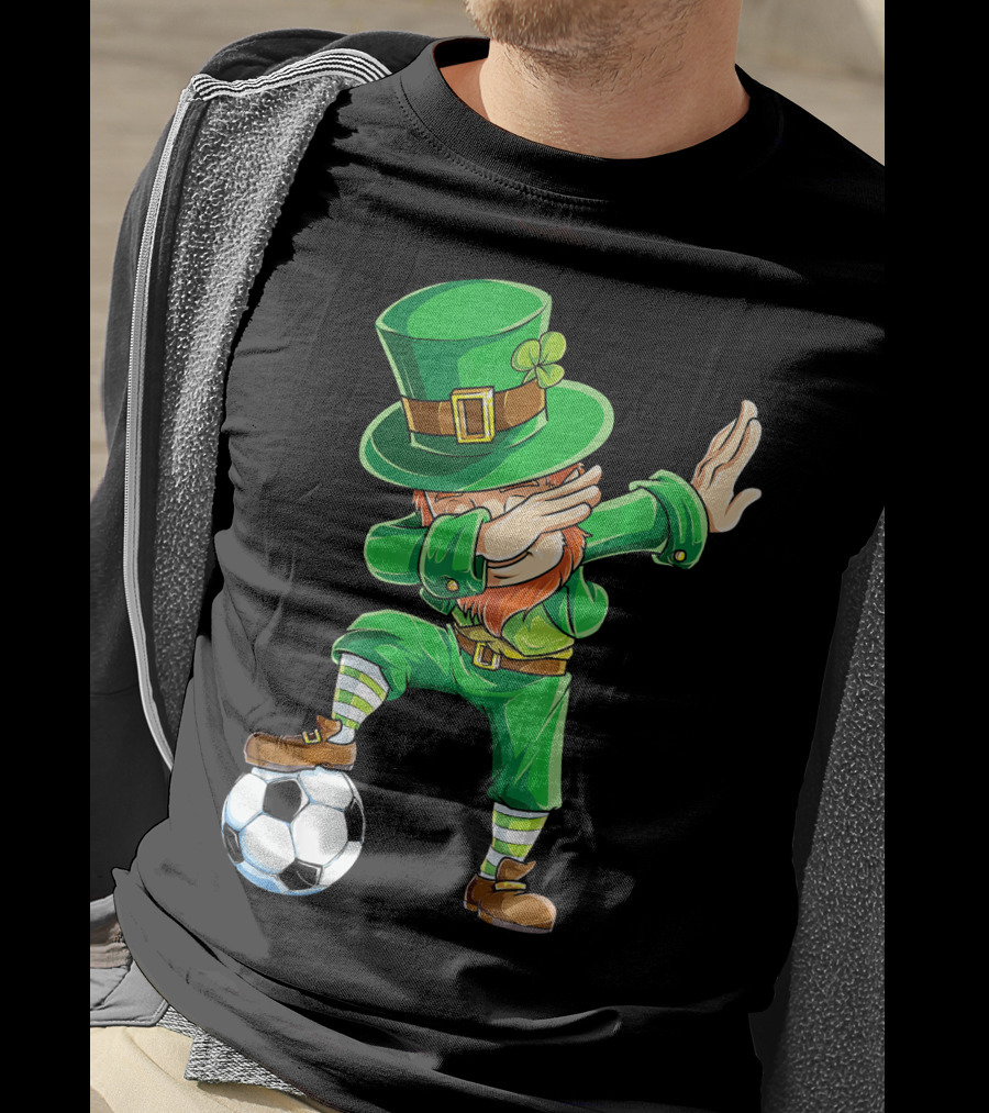 Dabbing Leprechaun Soccer Ball St Patricks Day T-Shirt