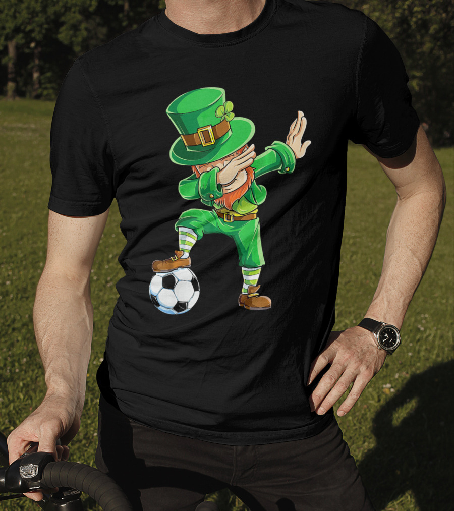 Dabbing Leprechaun Soccer Ball St Patricks Day T-Shirt