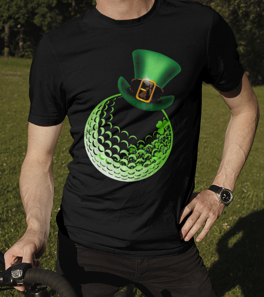 Shamrock Golf Ball With Leprechaun Hat St Patrick's Day Fun T-Shirt