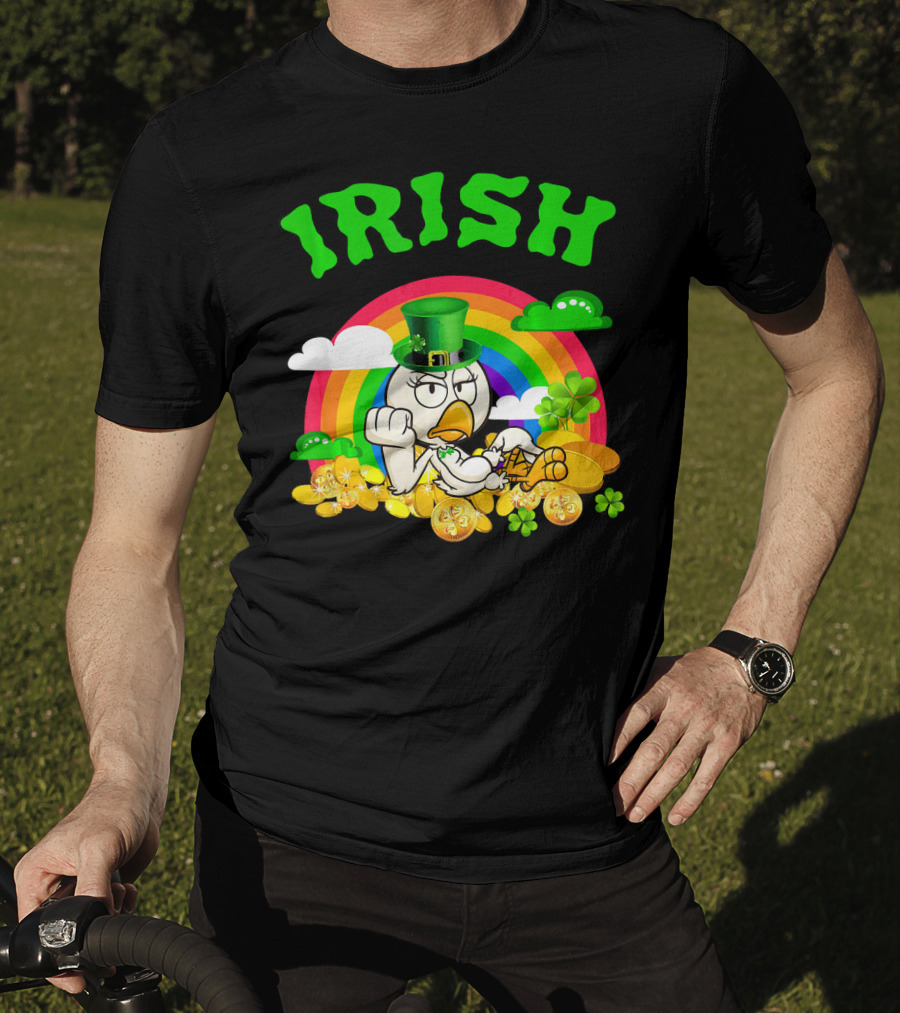 Irish Chicken Funny St Patricks Day Rainbow Gold Coins T-Shirt