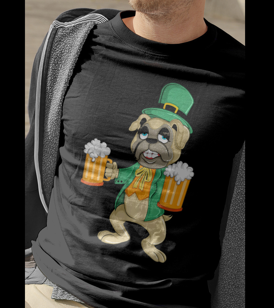 Irish Leprechaun Pug With Beers For St. Patrick's T-Shirt