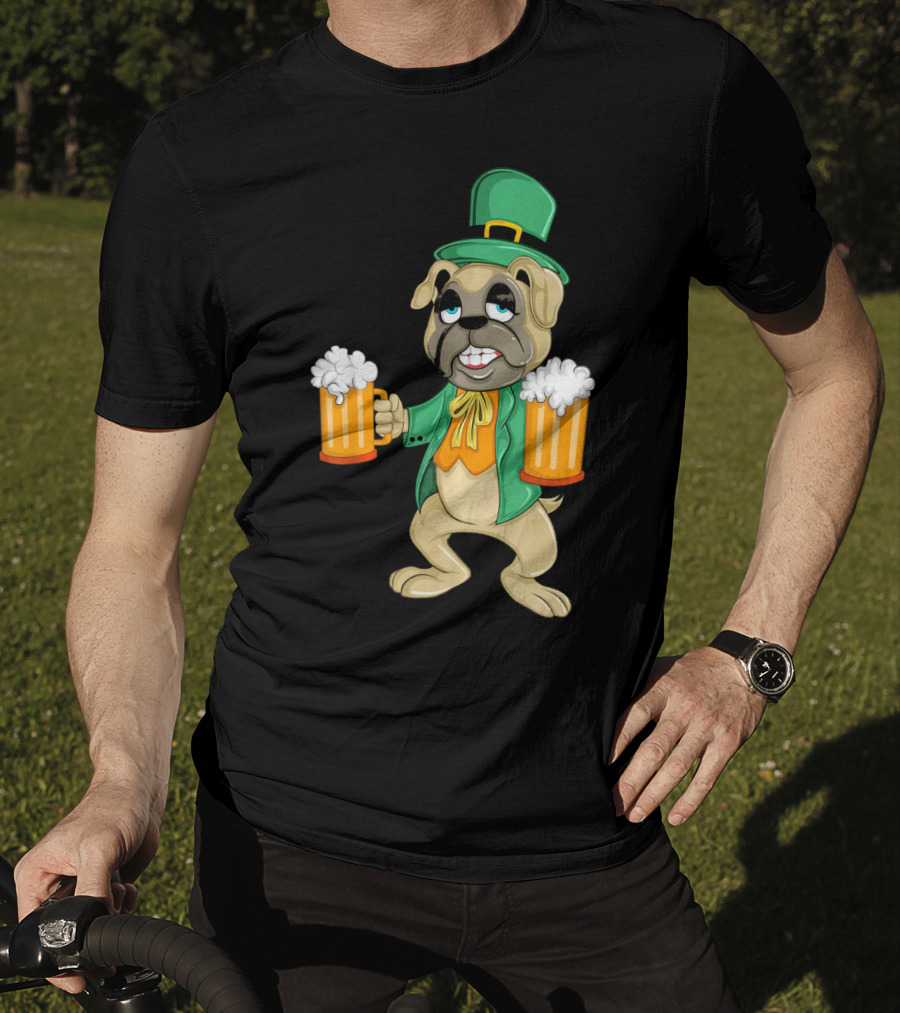 Irish Leprechaun Pug With Beers For St. Patrick's T-Shirt