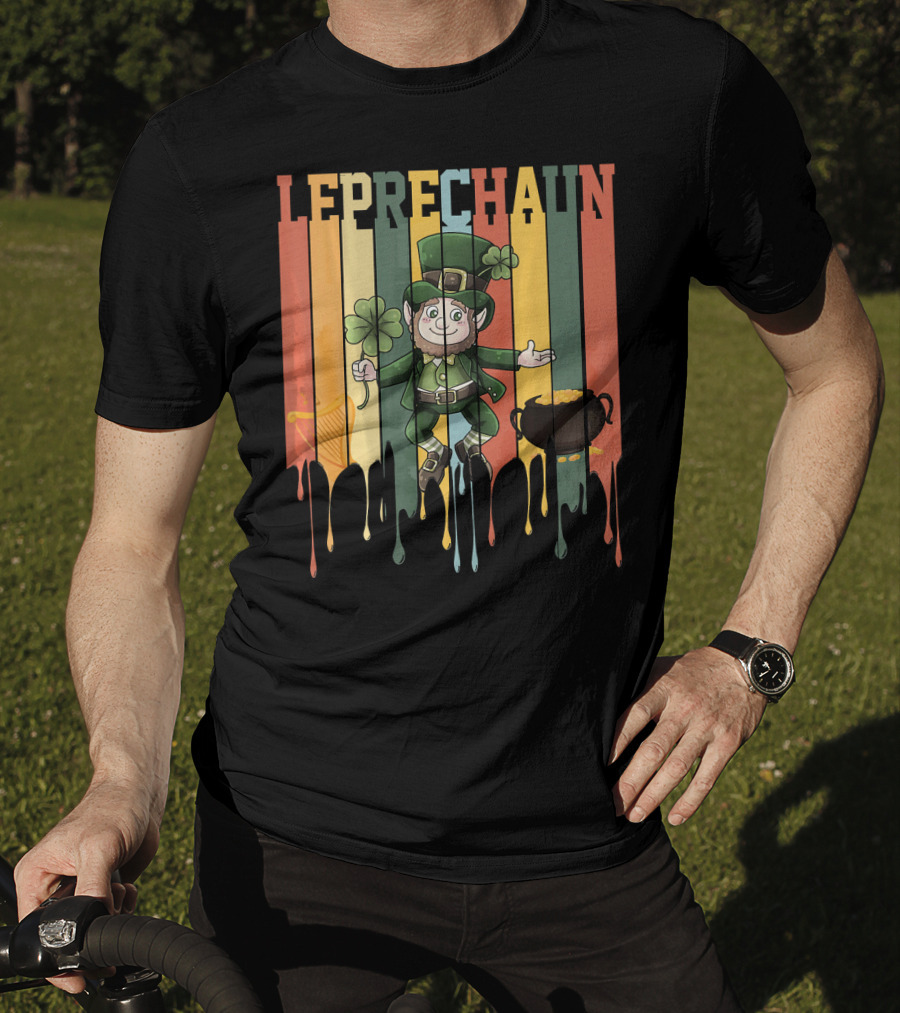 Leprechaun With Shamrock And Pot Of Gold Vintage St. Patrick's Day T-Shirt