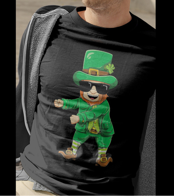 Flossing Leprechaun With Sunglasses Green Outfit And Shamrock Hat T-Shirt