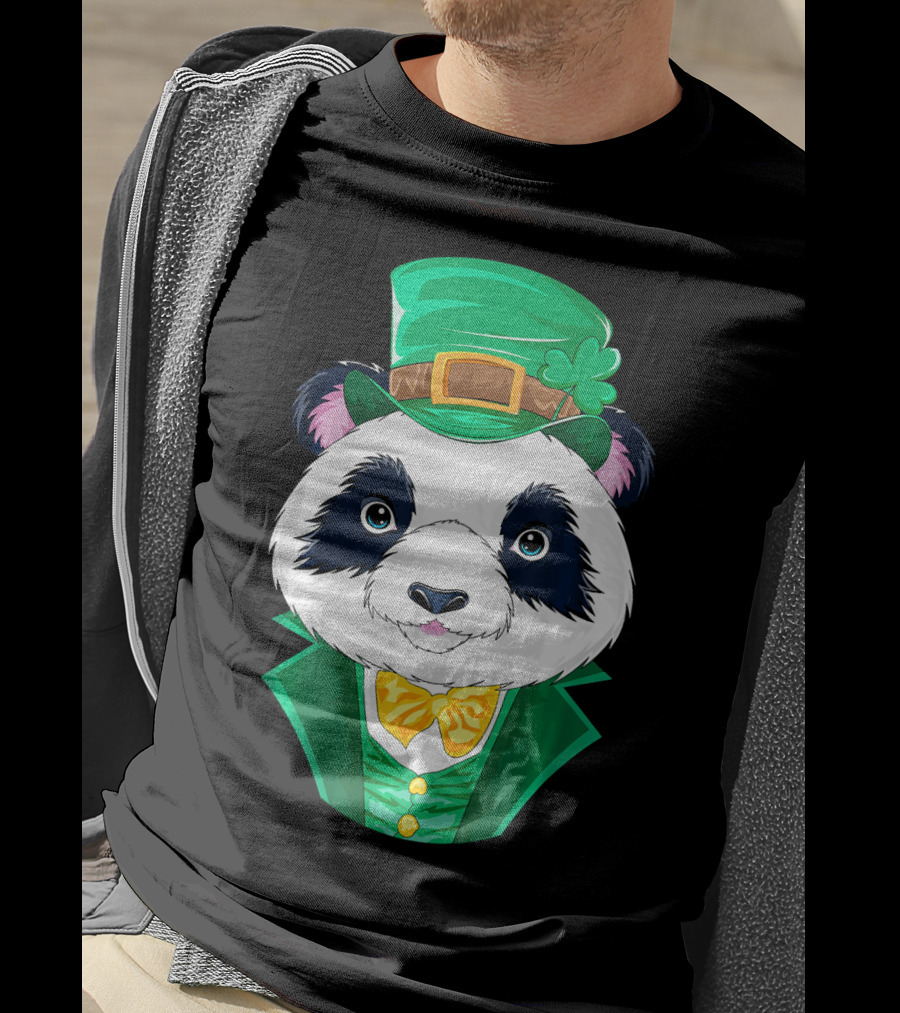Panda Leprechaun Happy Lucky Irish Charm T-Shirt