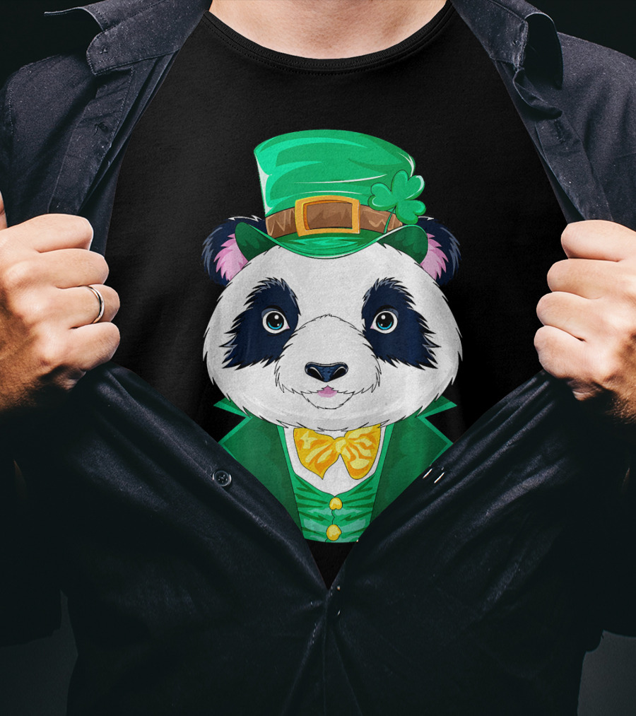 Panda Leprechaun Happy Lucky Irish Charm T-Shirt