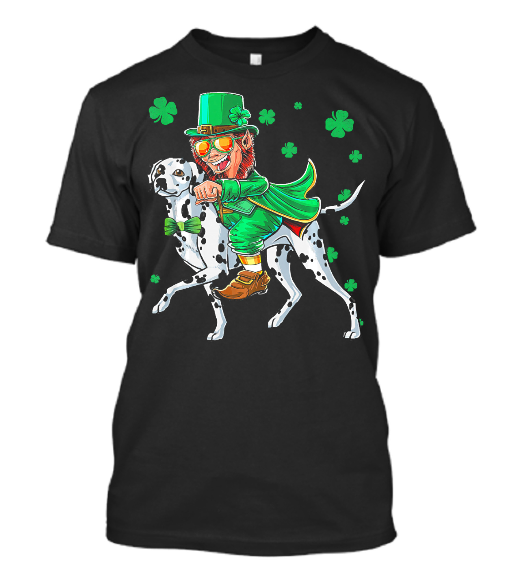 Leprechaun Riding Dalmatian With Shamrocks St. Patrick's Day T-Shirt
