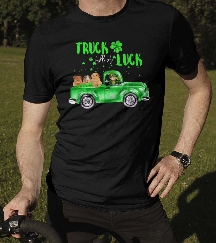 Truck Full Of Luck Green Pick-Up With Guinea Pigs And Leprechaun T-Shirt