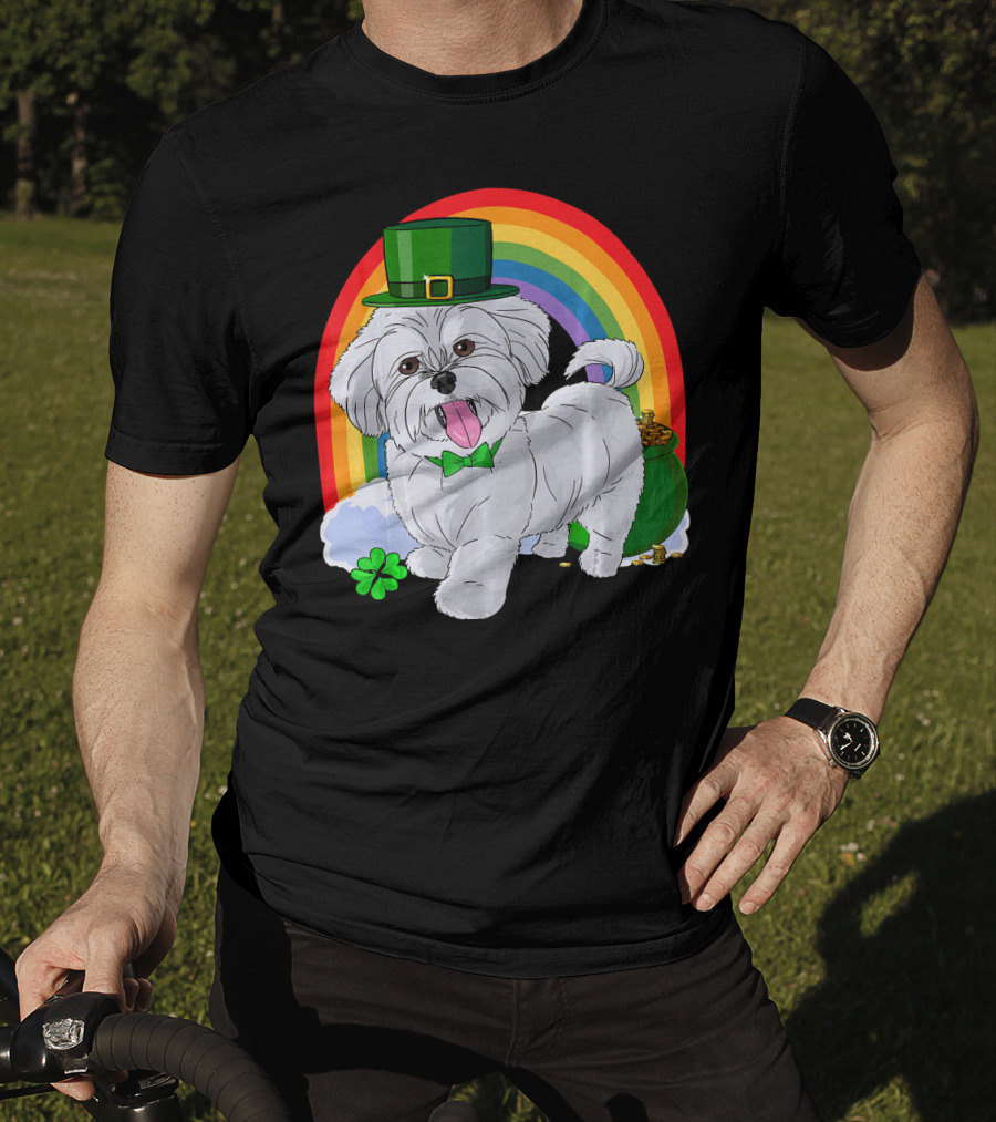 Maltese Leprechaun St Patrick's Day Rainbow Shamrock T-Shirt