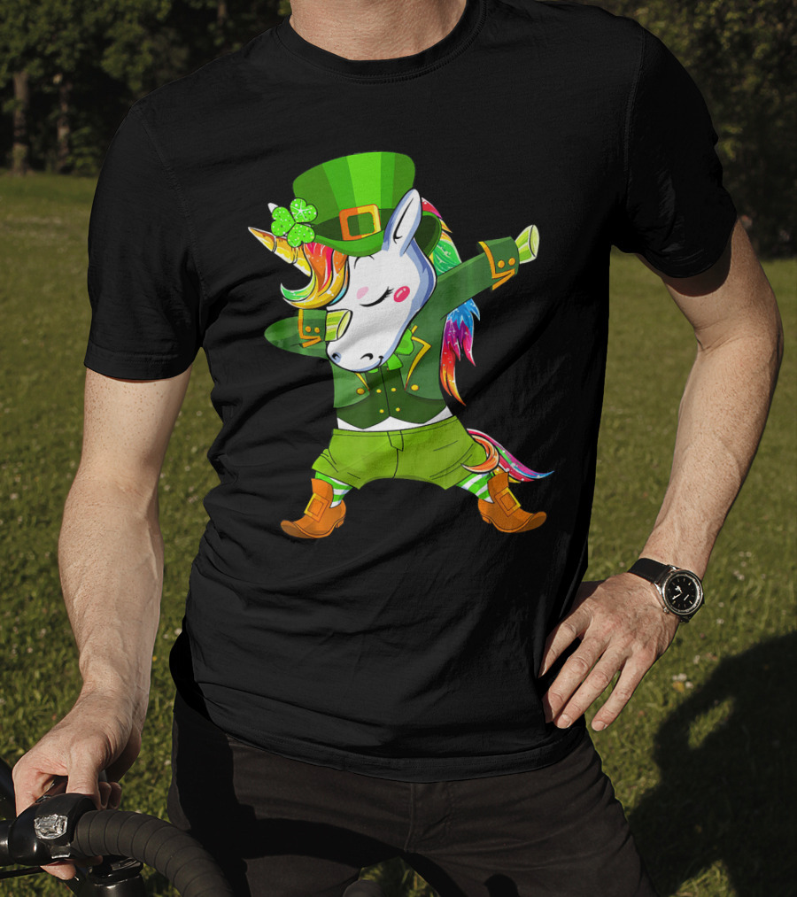 Leprechaun Costume Funny Dabbing Unicorn St. Patrick's Day Rainbow Magic T-Shirt