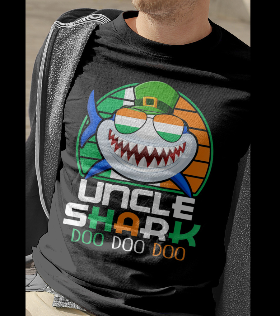 Uncle Shark Doo Doo Doo Funny St. Patrick's Day Irish Hat And Colors T-Shirt