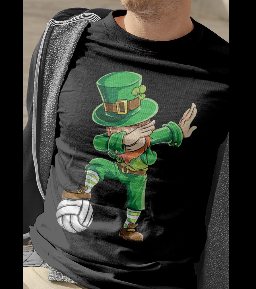 Dabbing Leprechaun With Volleyball T-Shirt