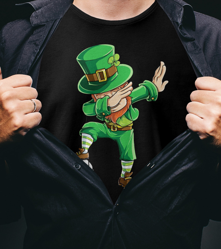 Dabbing Leprechaun With Volleyball T-Shirt