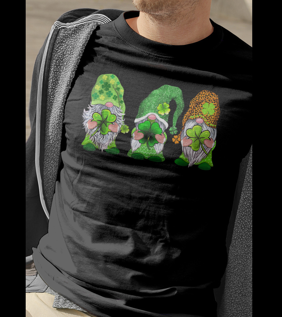 Leprechaun Irish Gnomes With Shamrocks And Clover Hats T-Shirt