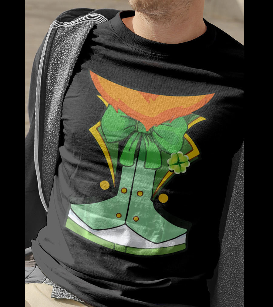 Tuxedo Leprechaun Costume With Green Bowtie And Shamrock T-Shirt