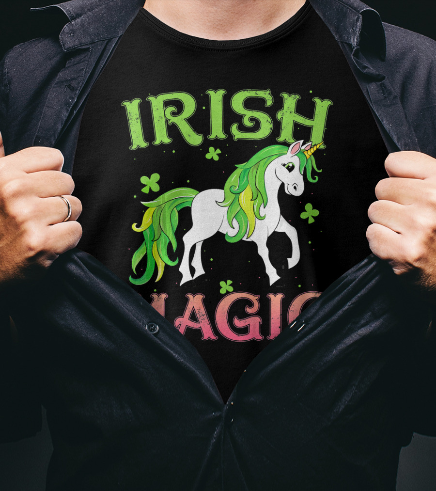 Irish Magic Unicorn Clover T-Shirt