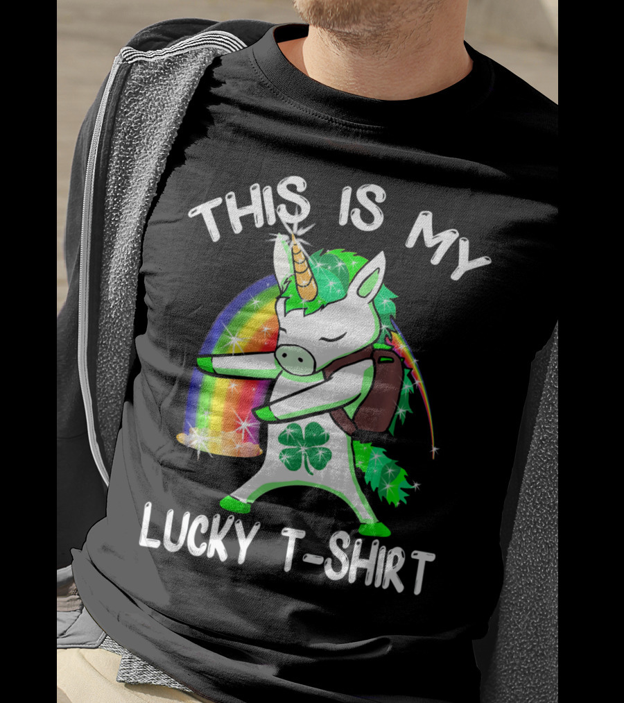 This Is My Lucky T-Shirt Lepricorn Unicorn Rainbow Clover Sparkle Dab T-Shirt