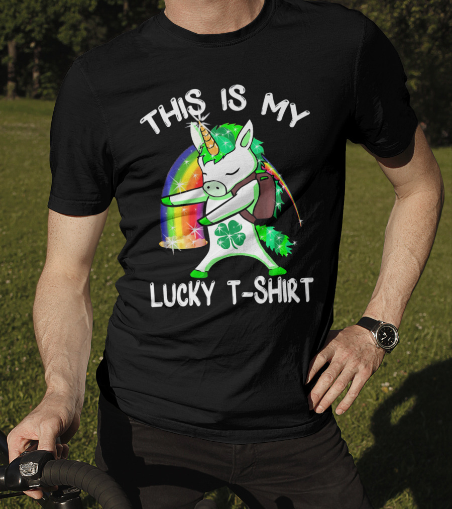 This Is My Lucky T-Shirt Lepricorn Unicorn Rainbow Clover Sparkle Dab T-Shirt