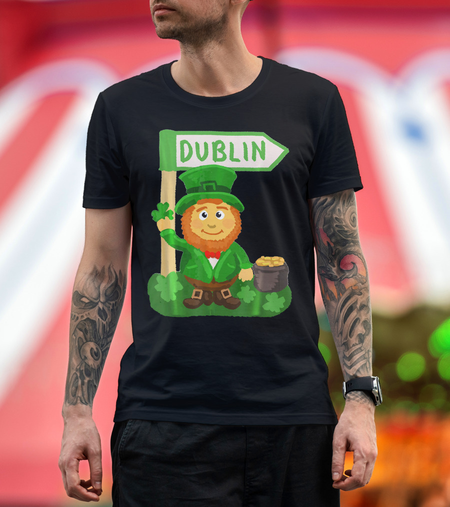 Dublin Leprechaun Shamrock Gold T-Shirt